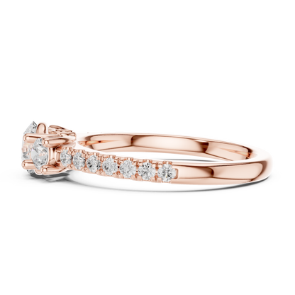 Pave Setting Round Cut Lab Diamond Engagement Ring - View 9