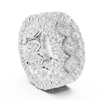 Round Lab Diamond Wide Band Statement Ring - View 12