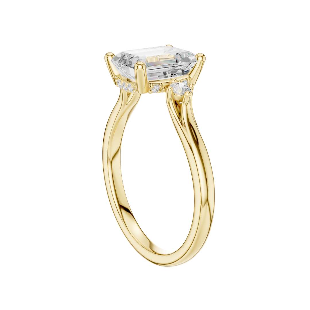 Three Stone Emerald Cut Lab Diamond Engagement Ring - View 10