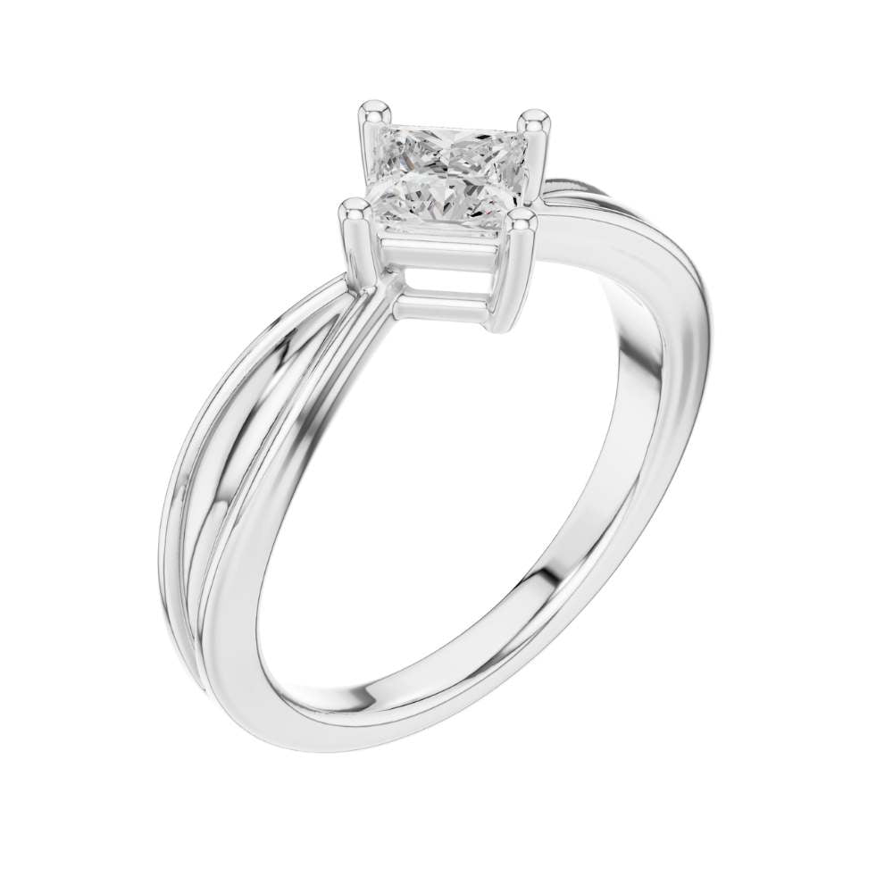 Princess Cut Split Shank Lab Diamond Solitaire Engagement Ring - View 6