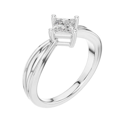 Princess Cut Split Shank Lab Diamond Solitaire Engagement Ring - View 6