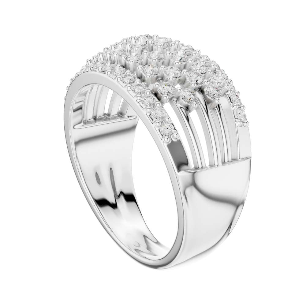 Round Cut Multi Row Pave Lab Diamond Statement Band Ring - View 12