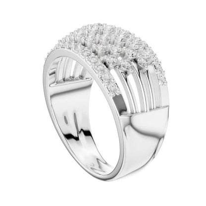 Round Cut Multi Row Pave Lab Diamond Statement Band Ring - View 12