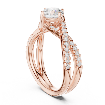 Round Lab Diamond Split Shank Engagement Ring - View 11