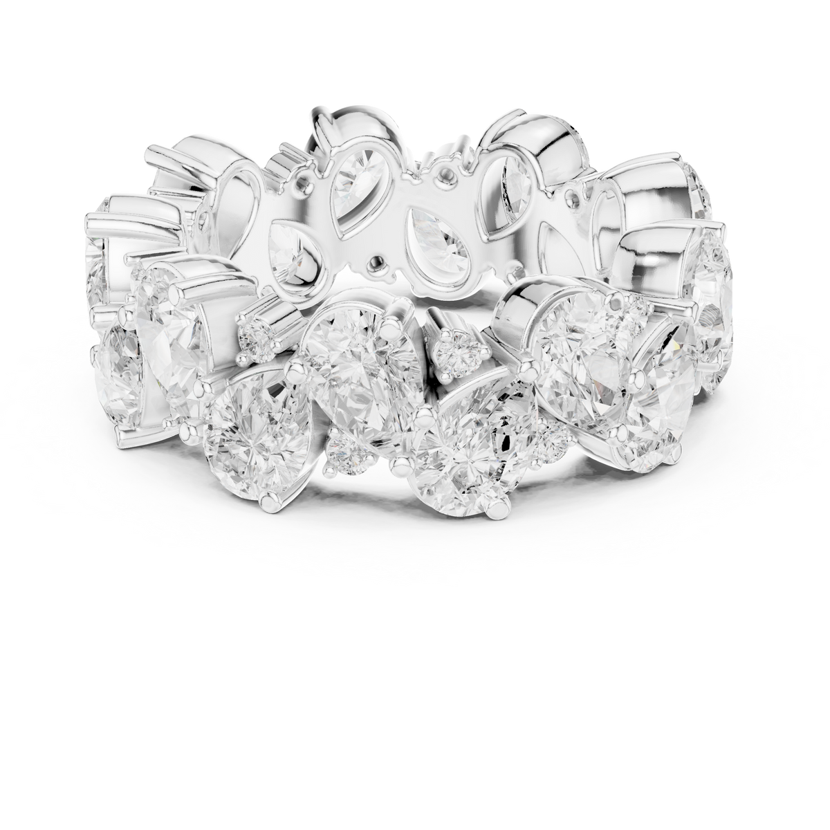 Pear and Round Cut Moissanite Diamond Anniversary Band Ring - View 9