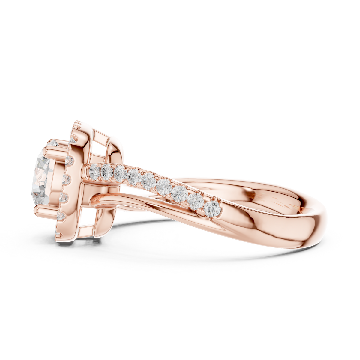 round halo split shank lab grown diamond ring - view 8