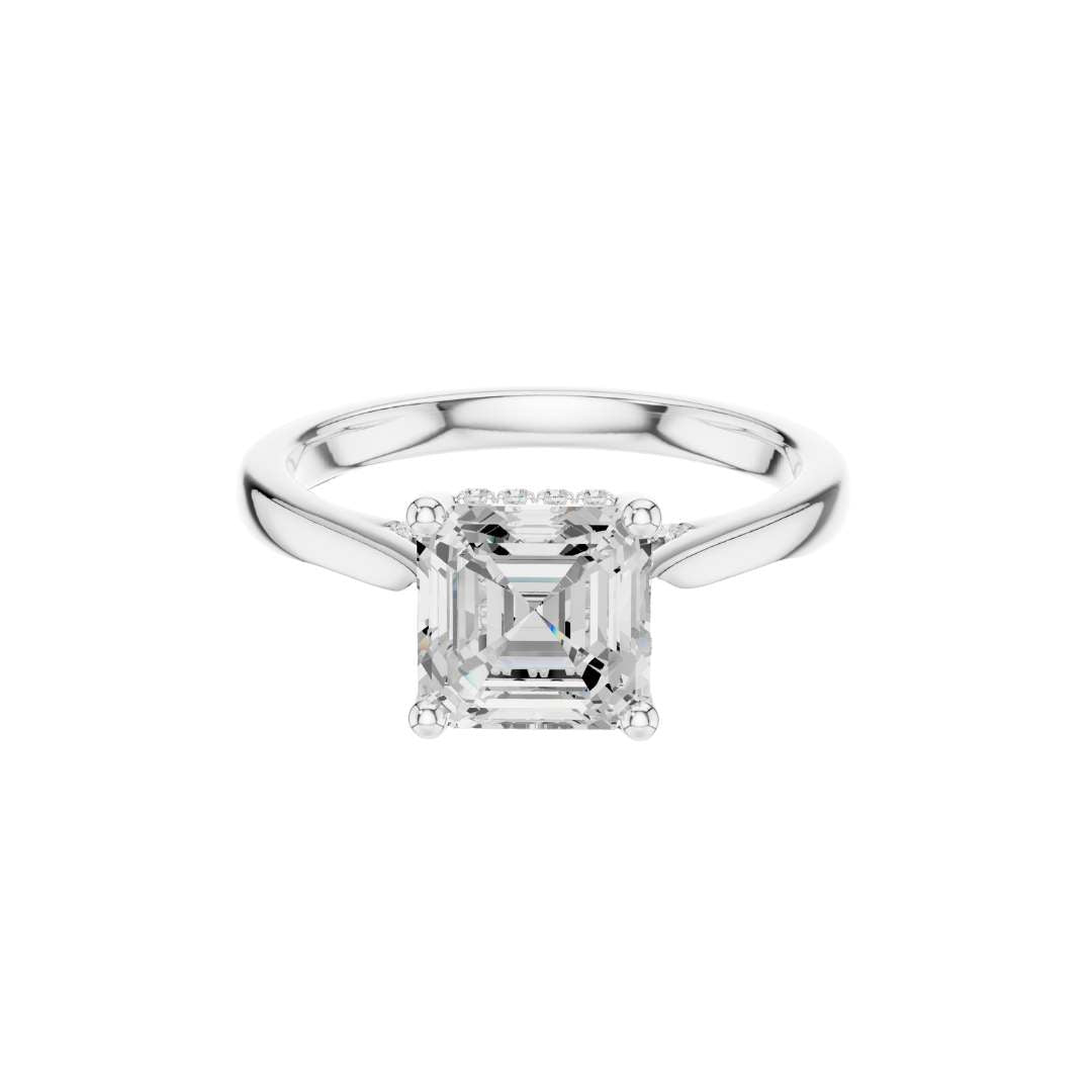 asscher cut lab diamond solitaire engagement ring - view 3