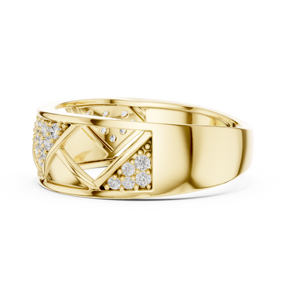 Round Cut Lab Grown Diamond Men's Triangular Pave Pattern Statement Ring - View 10