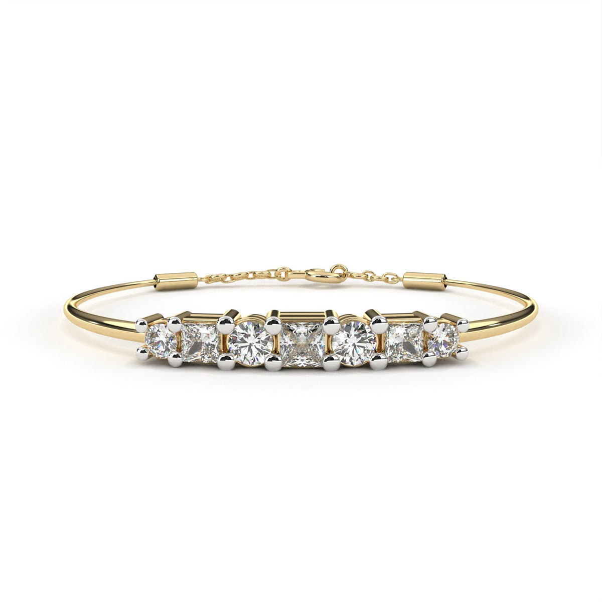 Princess & Round Cut Lab Diamond Adjustable Bracelet - View 2