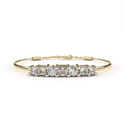 Princess & Round Cut Lab Diamond Adjustable Bracelet - View 2