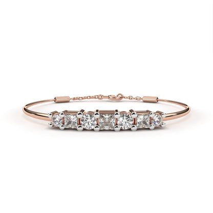 Princess & Round Cut Lab Diamond Adjustable Bracelet - View 3