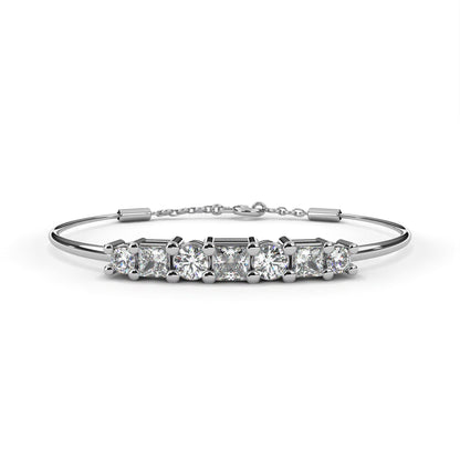 Princess & Round Cut Lab Diamond Adjustable Bracelet - View 4