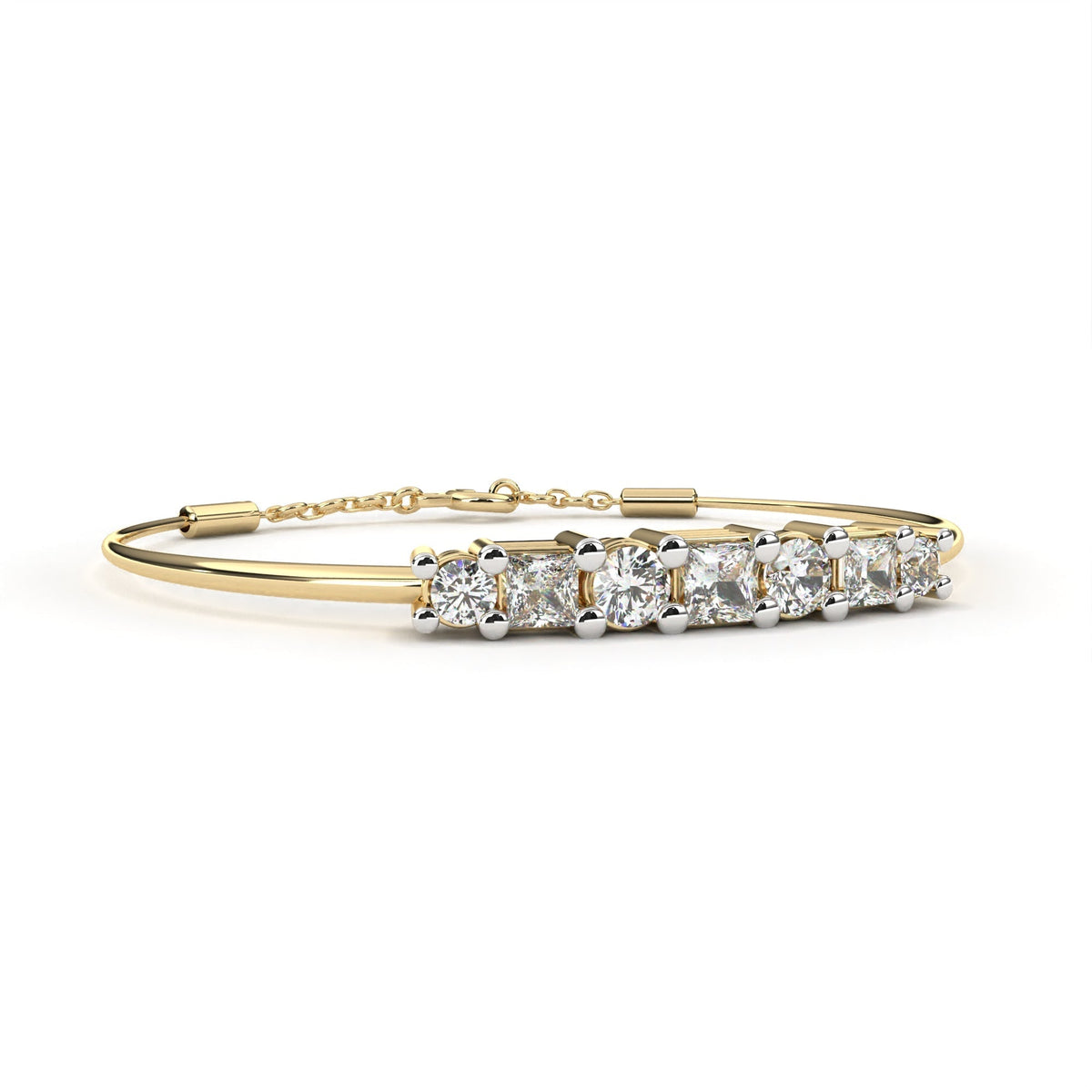princess & round cut lab diamond adjustable bracelet - view 5