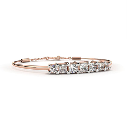 Princess & Round Cut Lab Diamond Adjustable Bracelet - View 6