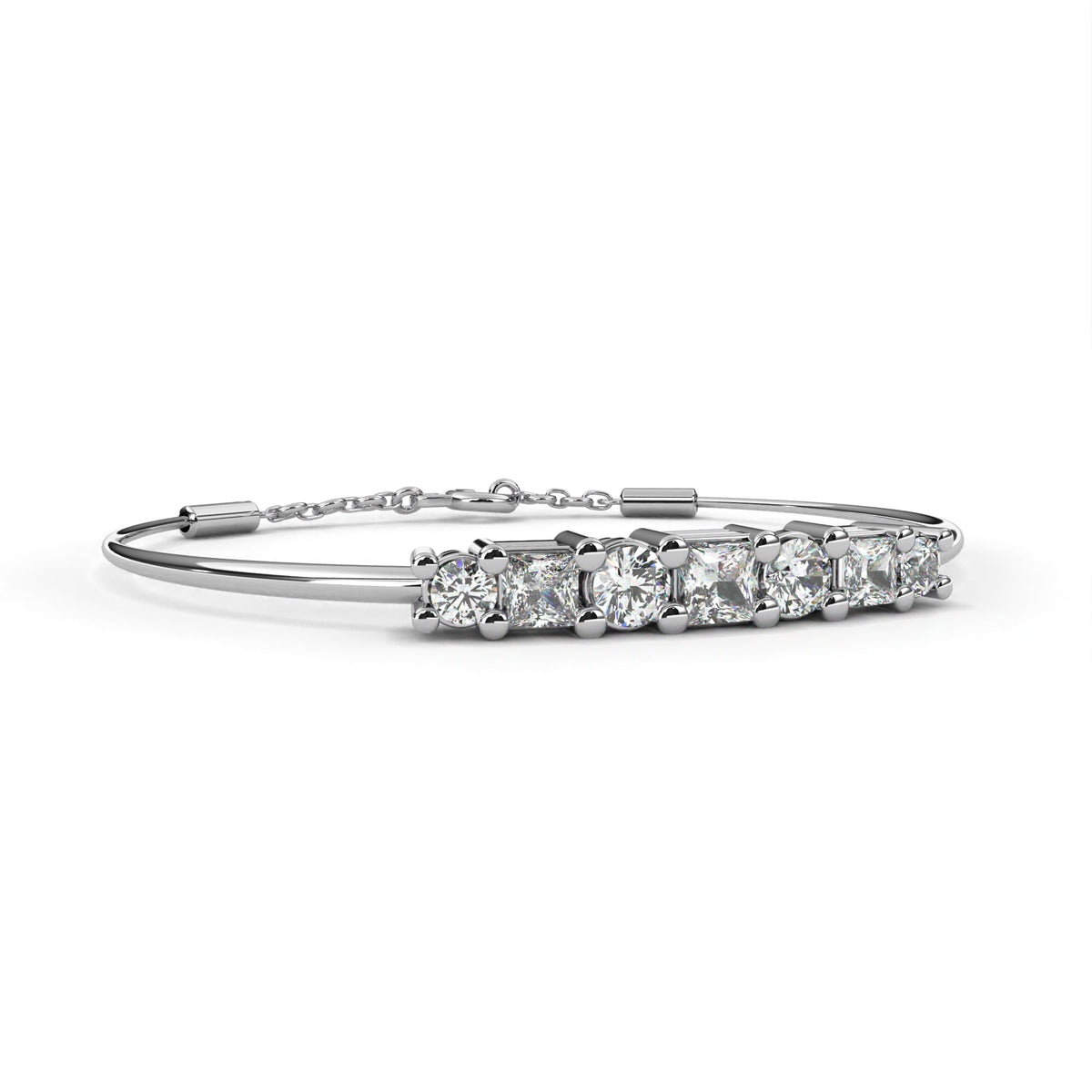 Princess & Round Cut Lab Diamond Adjustable Bracelet - View 7
