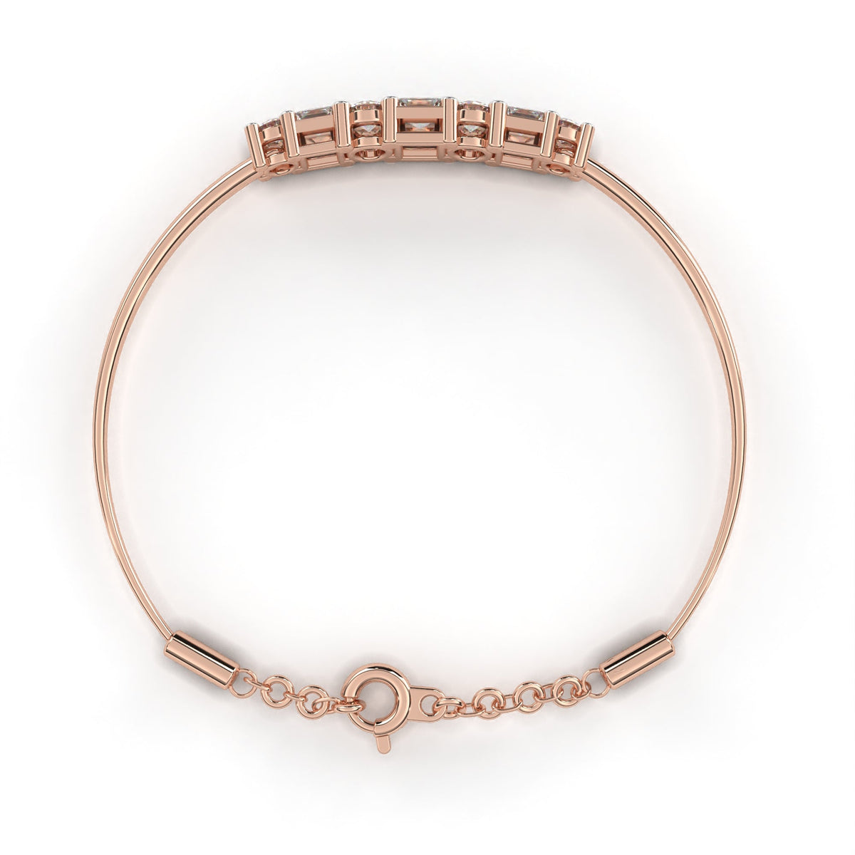 Princess & Round Cut Lab Diamond Adjustable Bracelet - View 9