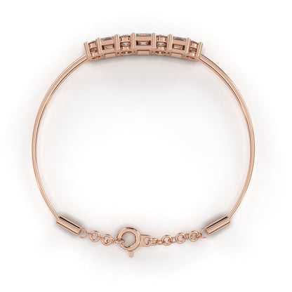 Princess & Round Cut Lab Diamond Adjustable Bracelet - View 9