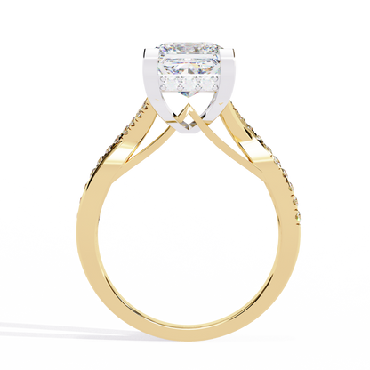 Princess Cut Split Shank Pave Lab Diamond Ring - View 2