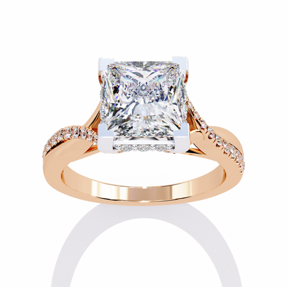 Princess Cut Split Shank Pave Lab Diamond Ring - View 6