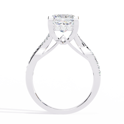 Princess Cut Split Shank Pave Lab Diamond Ring - View 4