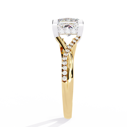 Princess Cut Split Shank Pave Lab Diamond Ring - View 8