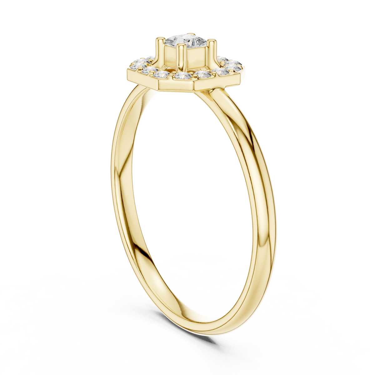 princess cut octagonal halo lab diamond ring - view 5