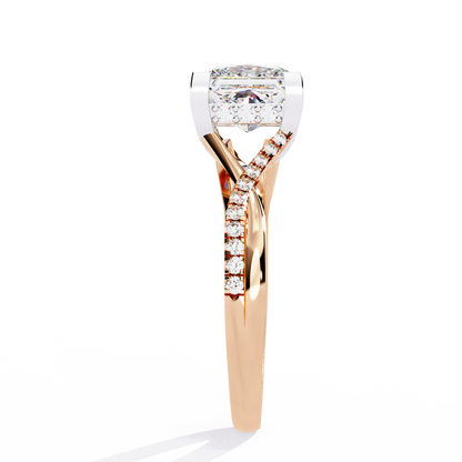 Princess Cut Split Shank Pave Lab Diamond Ring - View 9