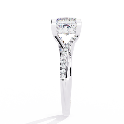 Princess Cut Split Shank Pave Lab Diamond Ring - View 10