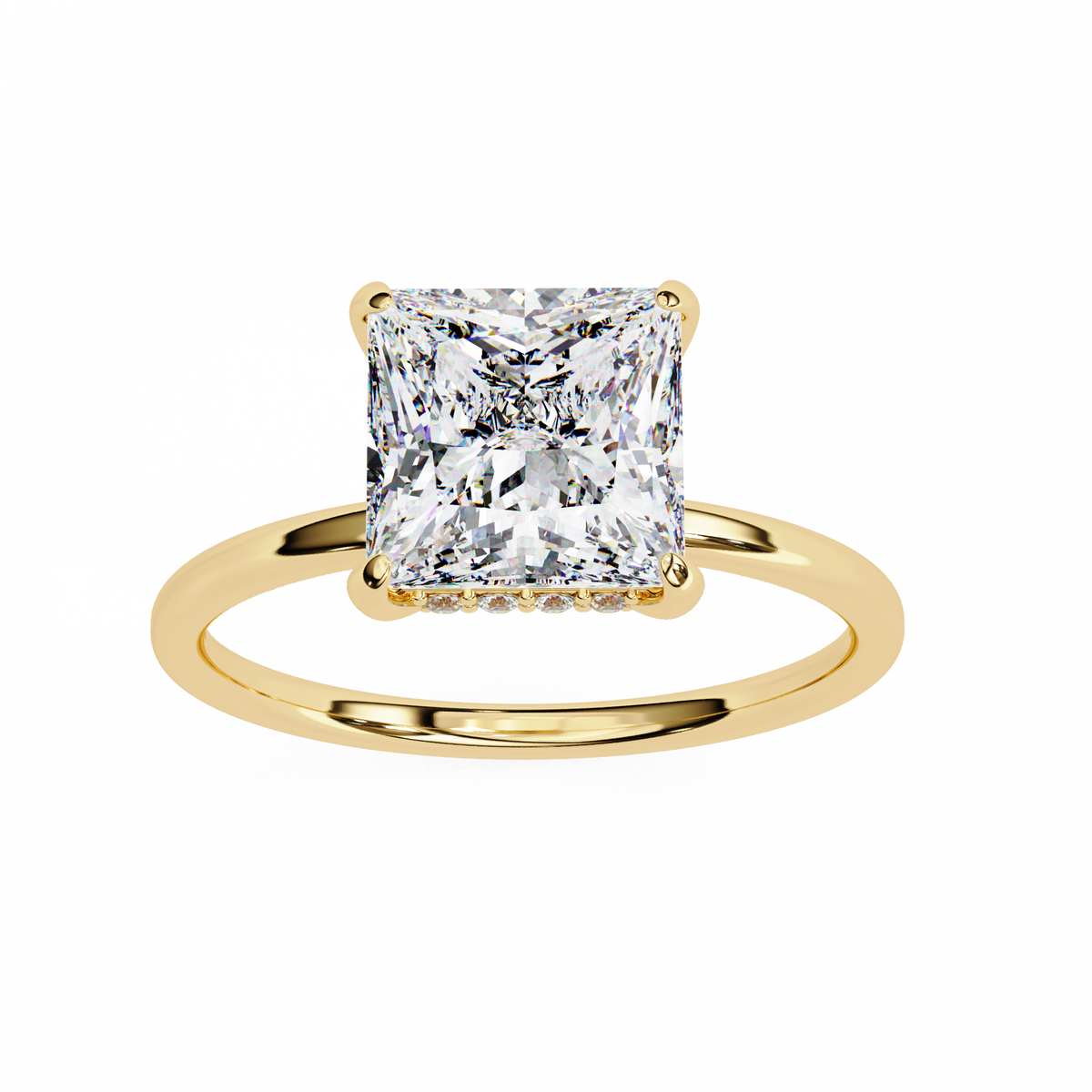 Princess Cut Lab Diamond Solitaire Engagement Ring - View 9