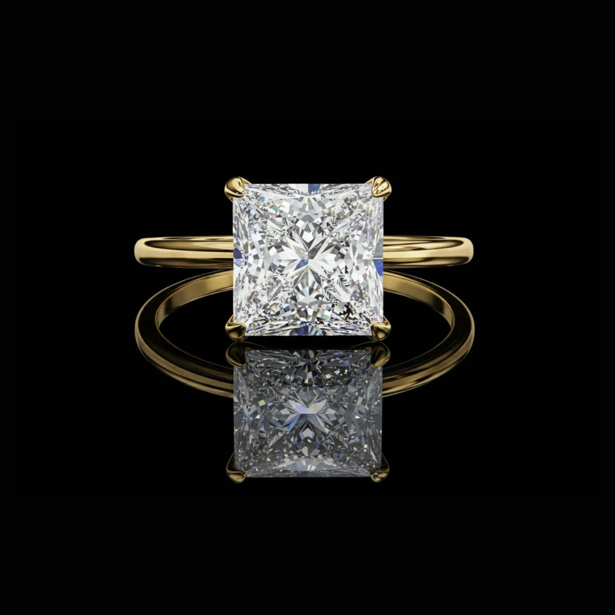 princess cut lab diamond solitaire engagement ring