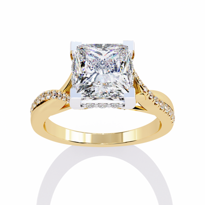 Princess Cut Split Shank Pave Lab Diamond Ring - View 5
