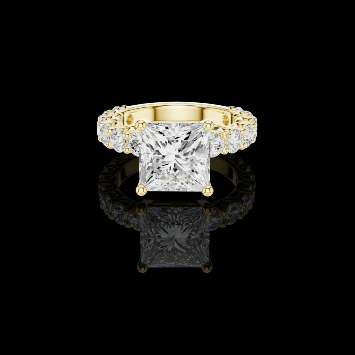 pave setting princess cut lab diamond wedding ring