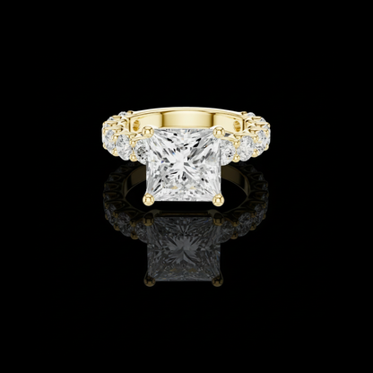 Pave Setting Princess Cut Lab Diamond Wedding Ring