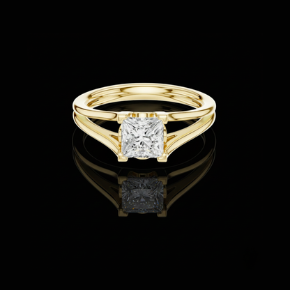 Princess Cut Lab Diamond Split Shank Solitaire Engagement Ring