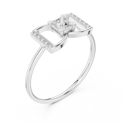 Princess Cut Geometric Pave Split Shank Lab Diamond Ring - View 6