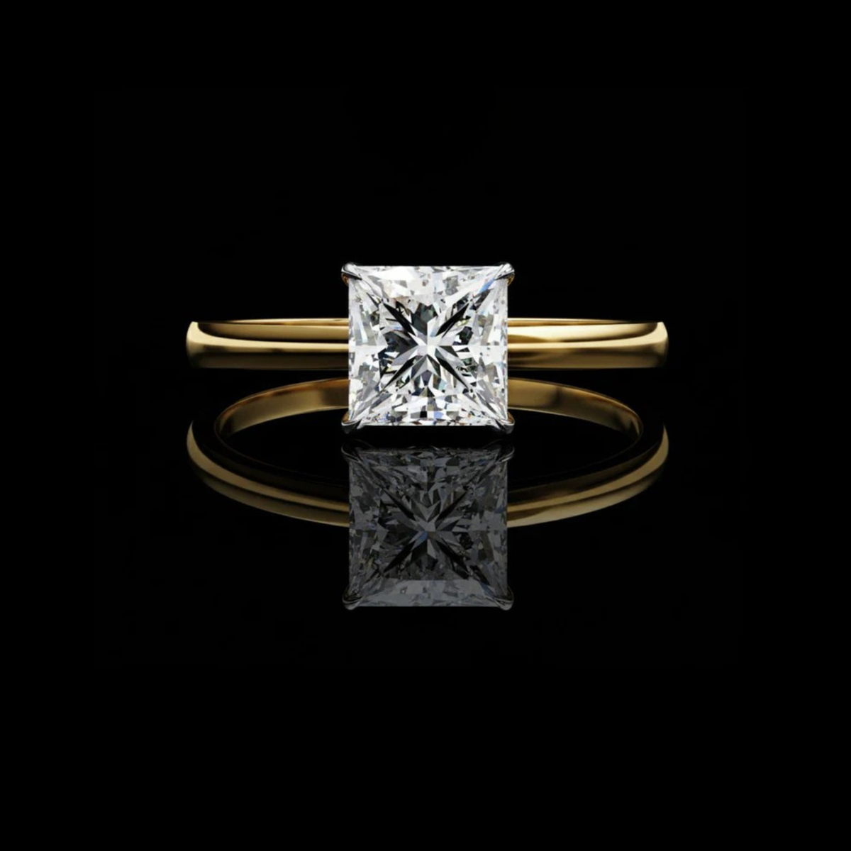 classic princess cut lab diamond solitaire delicate ring