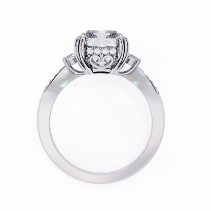 Radiant Cut Three Stone Lab Diamond Solitaire Wedding Ring - View 10