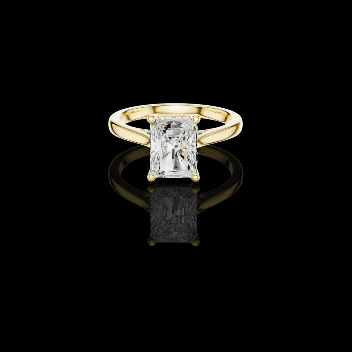 Radiant Cut Lab Diamond Split Shank Solitaire Engagement Ring