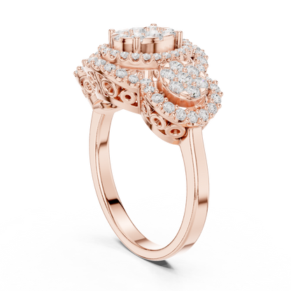 Triple Halo Lab Grown Diamond Cluster Statement Ring - View 11