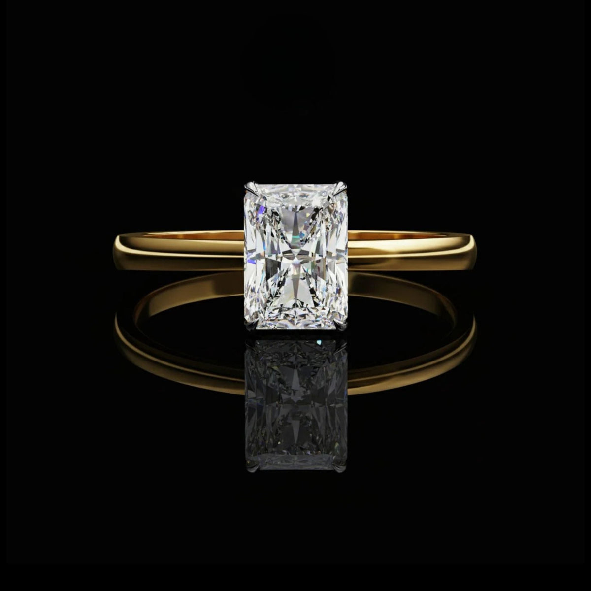 radiant cut lab diamond engagement solitaire ring