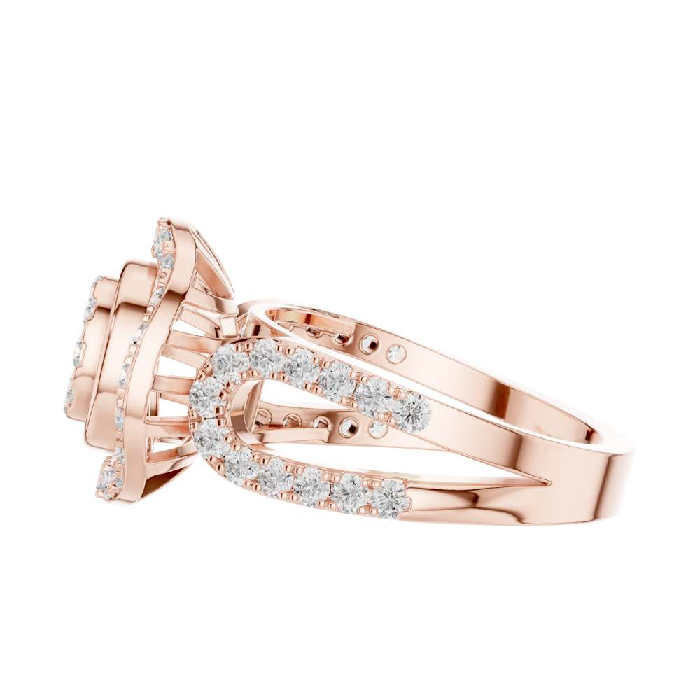 Cluster Round Cut Lab Diamond Split Shank Engagement Ring - View 8