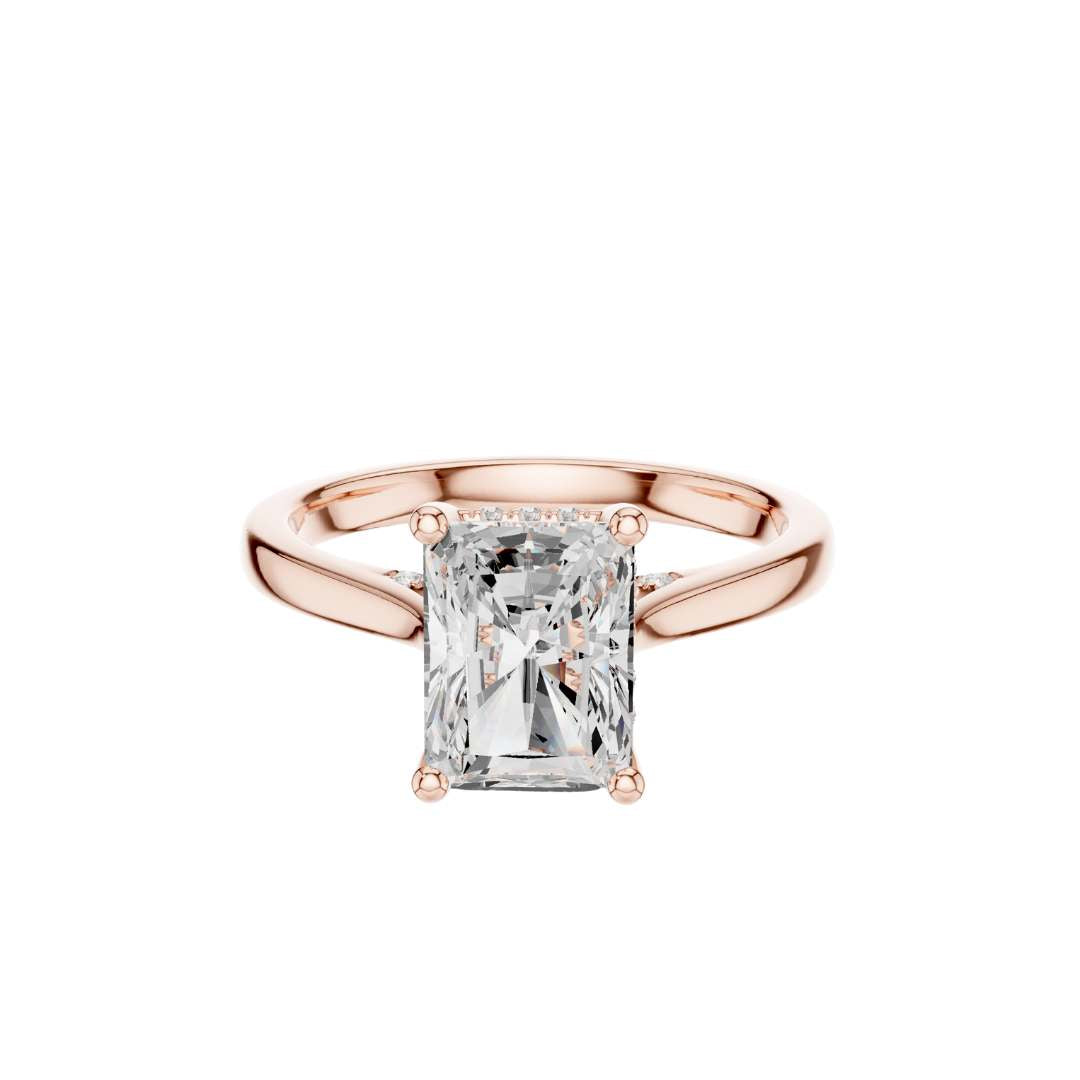 Radiant Cut Lab Diamond Split Shank Solitaire Engagement Ring - View 2