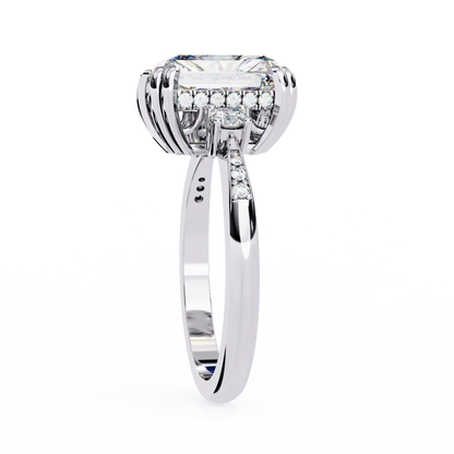 Radiant Cut Three Stone Lab Diamond Solitaire Wedding Ring - View 7