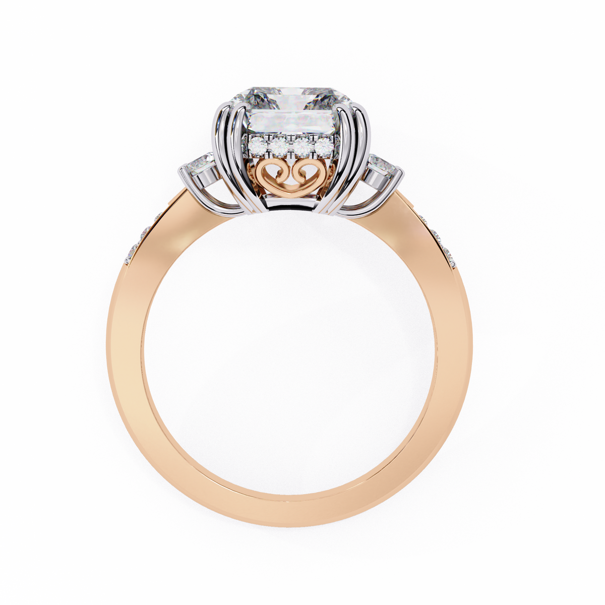 Radiant Cut Three Stone Lab Diamond Solitaire Wedding Ring - View 9