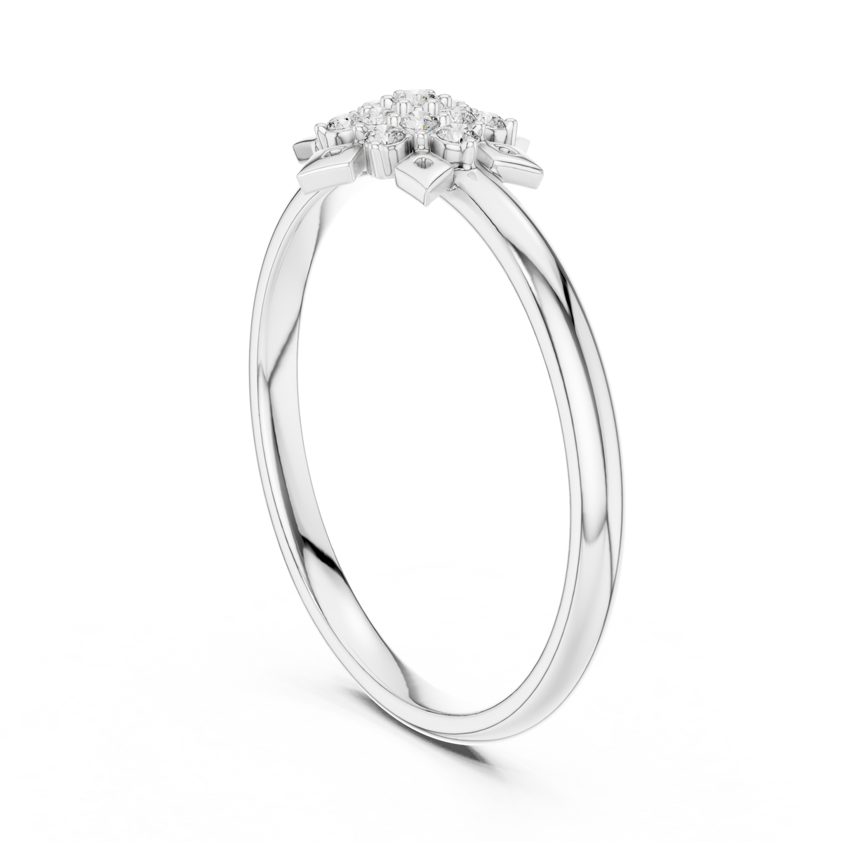 Snowflake Round Lab Diamond Cluster Anniversary Ring - View 7