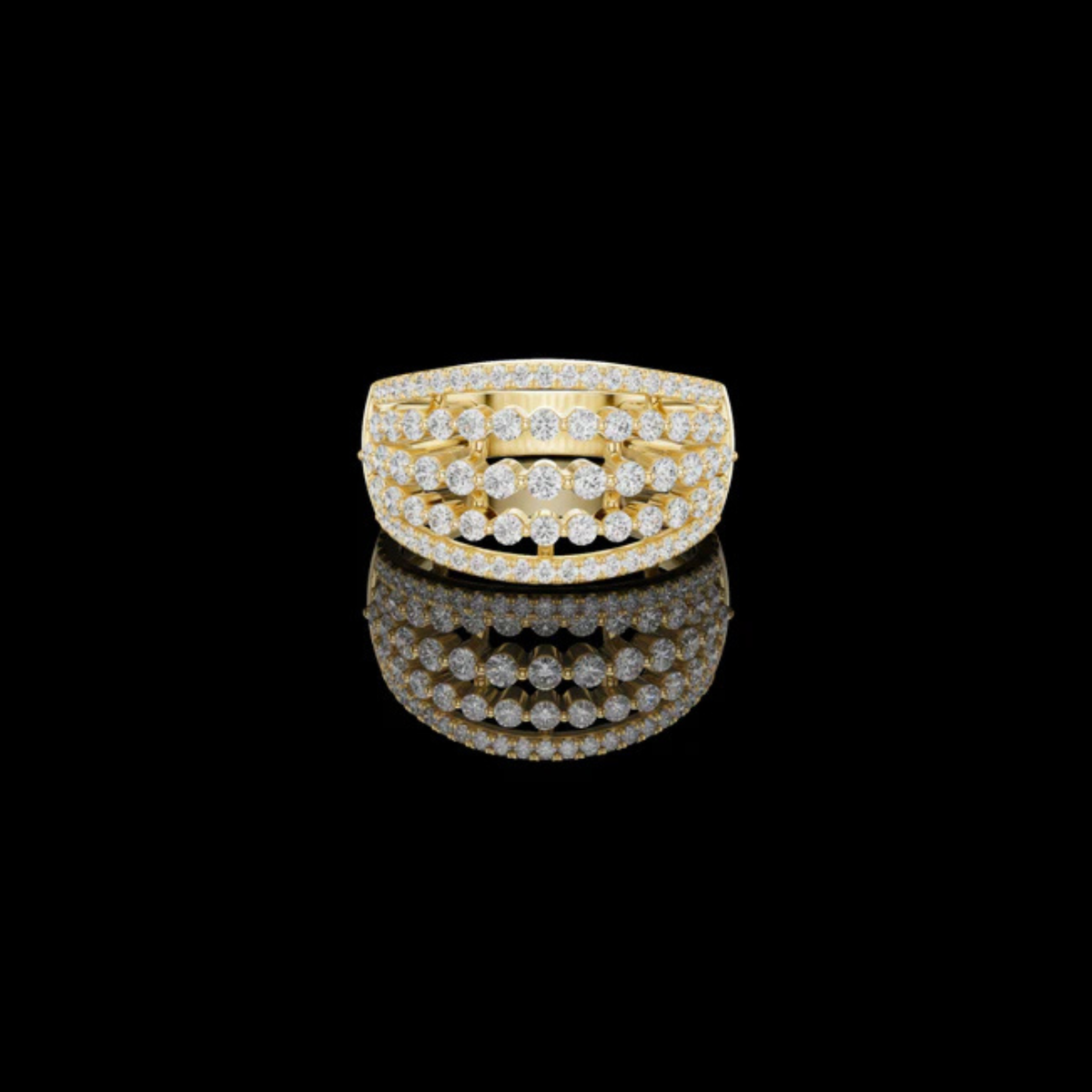 multi row round lab diamond wide band ring