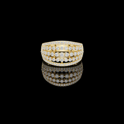 Multi Row Round Lab Diamond Wide Band Ring
