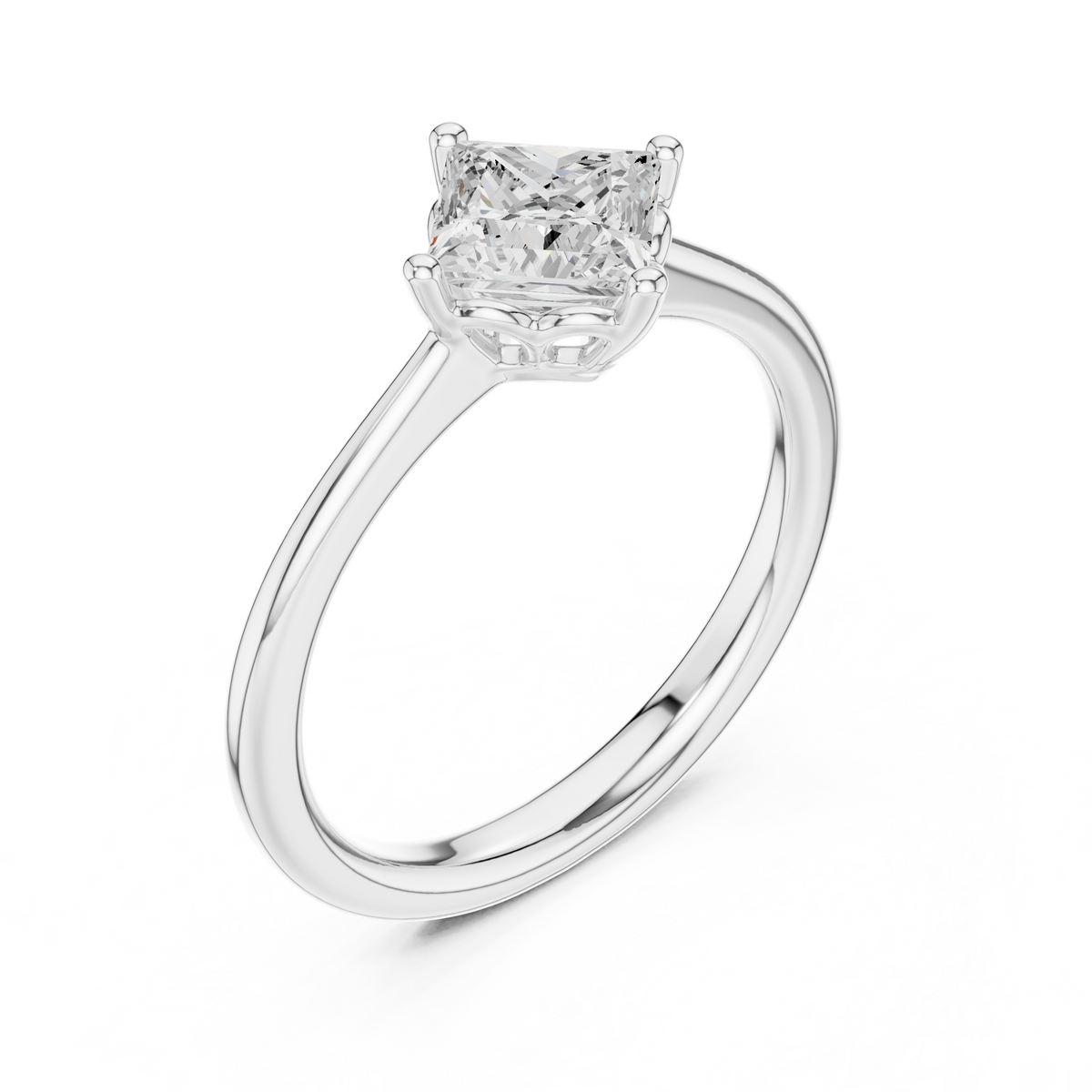 princess cut lab diamond solitaire rings - view 4
