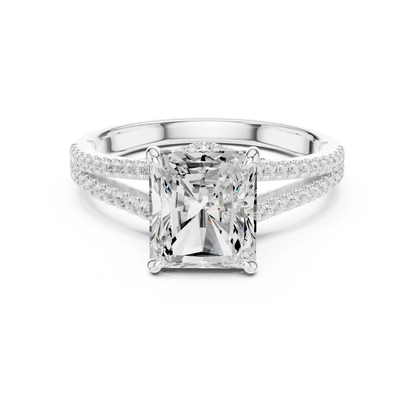 Split Shank Radiant Cut Lab Diamond Engagement Ring - View 3