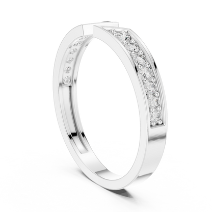 Round Cut Open Chevron Lab Diamond Stackable Wedding Band - View 12